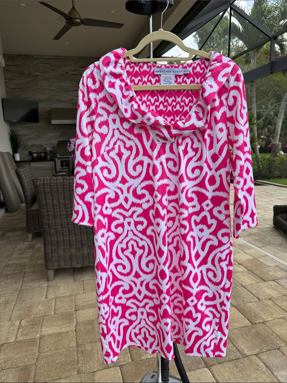 Gretchen Scott Pink & White Print Dress – Size XL